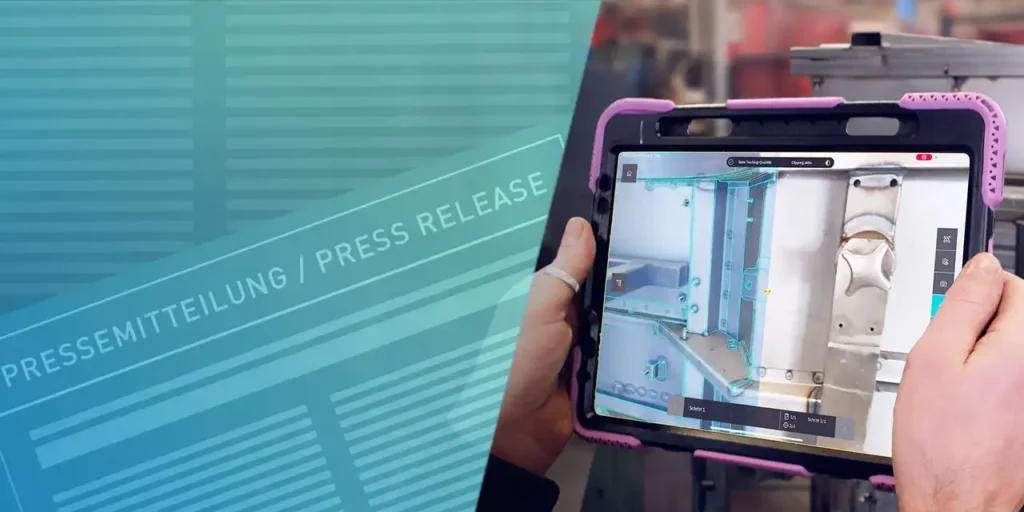 Tablet mit AR-Overlay zur visuellen Qualitätsprüfung von Bauteilen mit Twyn bei WISAG
